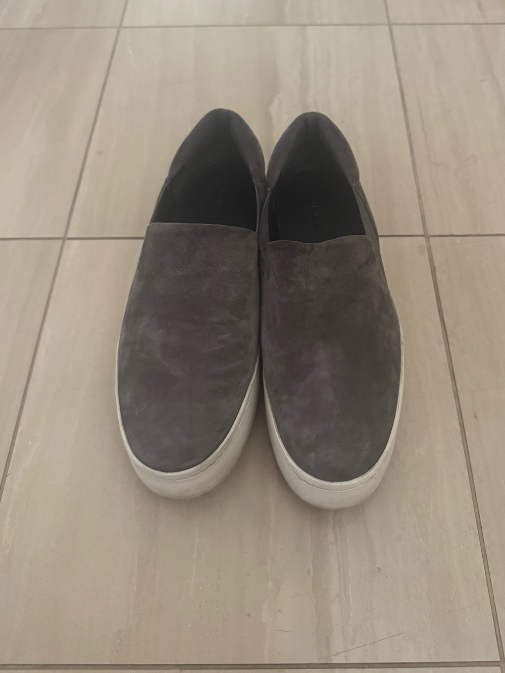 Vince grey suede slip on loafer